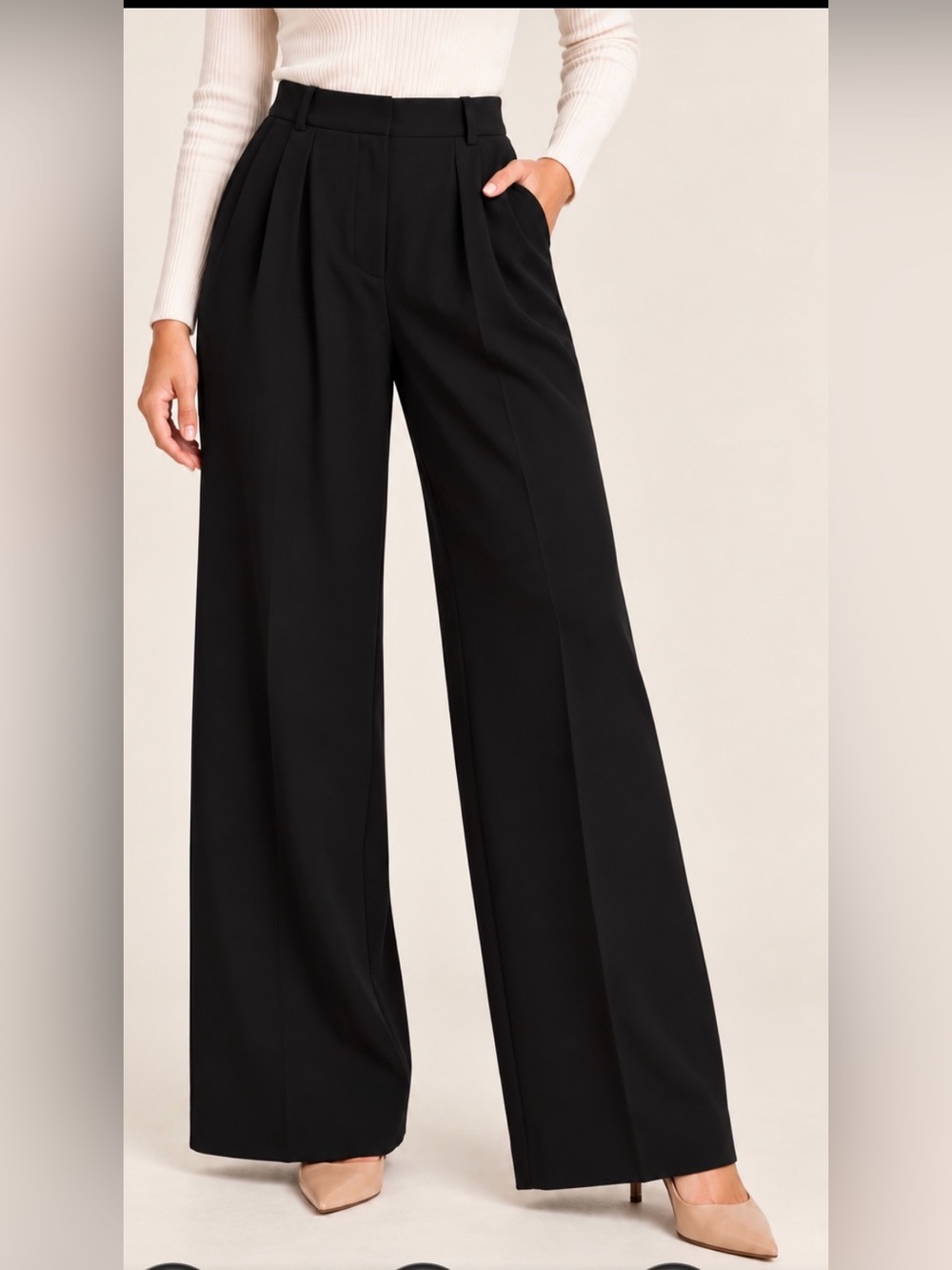 Abercrombie & Fitch Black Wide Leg Pants High Rise Pleated Front, 2 pockets. 30